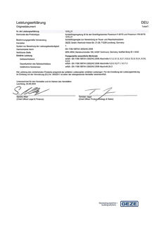 Leistungserklärung (DoP): Schließfolgeregelung IS für den Drehflügelantrieb Powerturn F-IS/TS und Powerturn F/R-IS/TS