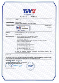 TÜV certificate no.: P-4031/10 Perlan AUT-NT