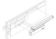 Drawing TS 5000 and variants with T-Stop guide rail without mounting plate in door leaf installation opposite hinge side