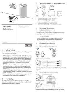 GEZE wireless programme window technology 230 V
