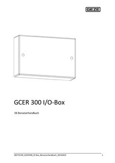Benutzerhandbuch GCER 300 I/O Box