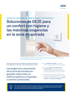 Soluciones de GEZE para el confort higiénico y las más altas exigencias en el área de entrada