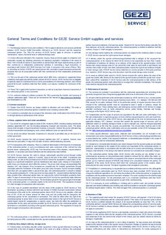 General Terms and Conditions for GEZE Service GmbH supplies and services