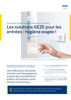 GEZE solutions for hygienic convenience and the highest standards in entrance areas