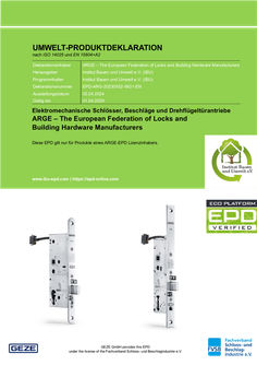 Umweltproduktdeklaration (EPD) elektromechanische Schlösser