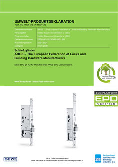 Umweltproduktdeklaration (EPD) Schließzylinder
