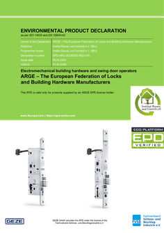 Environmental product declaration (EPD) for electromechanical locks
