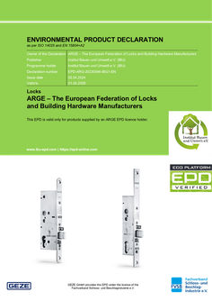 Environmental product declaration (EPD) lock cylinder