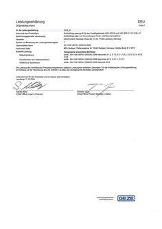 Declaration of Performance (DoP): Schließfolgeregelung IS für den Drehflügelantrieb HDO 200 IS und HDO 200 R F IS
