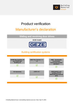 Product verification Building certification systems for sliding and swing door drive operators