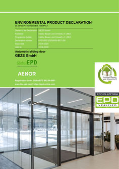 Environmental Product Declaration (EPD) Automatic Sliding Doors
