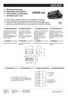 Notice d’instructions AIR20-var radar infrarouge AIR 20-var, avec largeur de pas réglable