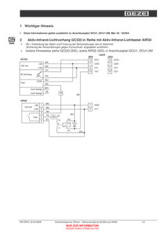 Zusatzanschlussplan  DCU 1, DCU1-2M  Aktiv-Infrarot-Lichtvorhang GC 333 in Reihe mit Aktiv-Infrarot-Lichttaster AIR 30