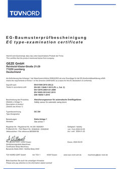 EC type examination certificate GC 334