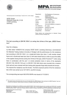 Powerturn fire confirmation test according to DIN EN 1634-1