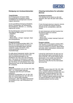 User manual Cleaning of activation devices
