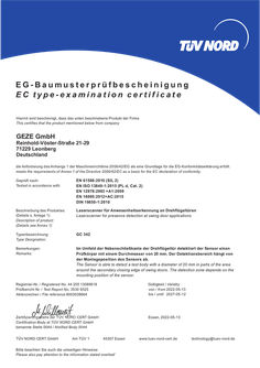 EC type examination certificate GC 342