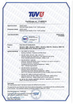 TÜV certificate P- 4005/ 10 Slimdrive EMD / Slimdrive EMD F/ Slimdrive EMD F- IS/ Slimdrive EMD Invers