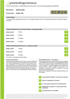 Product verification DGNB Perlan 140
