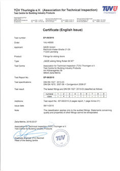 TÜV inspection certificate EP-08/2015 Rollan 80 NT