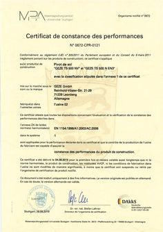Certificat de constance des performances 0672-CPR-0121 TS 500 NV TS 500 N EN3