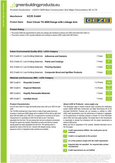 Product declaration LEED TS 4000 Door closer series with link arm