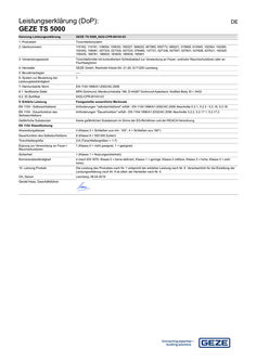 Declaration of performance GEZE TS 5000 Door closer system