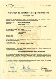 Certificat de constance des performances Boxer 2- 4 2 V