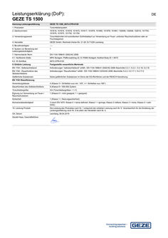 Declaration of performance GEZE TS 1500 Door closer system