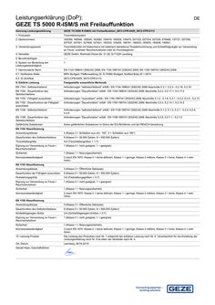 Declarație de performanță (DoP): GEZE TS 5000 R-ISM/S cu funcție de cursă liberă