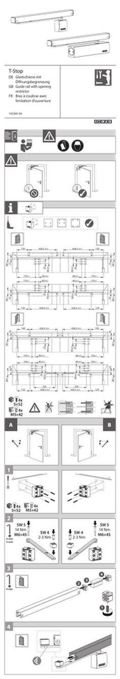 T-stop guide rail with opening restriction