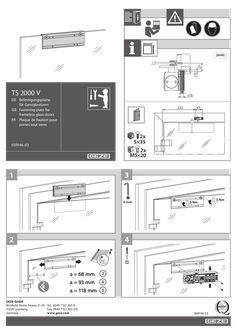 TS 2000 V mounting plate for all-glass doors