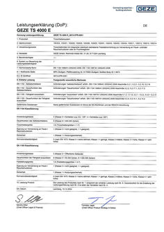 Prestandadeklaration GEZE TS 4000 E Dörrstängarsystem