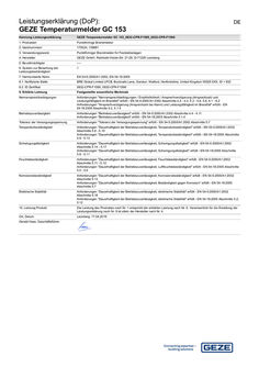 Declaration of performance (DoP): GEZE thermal detector GC 153 point fire detectors