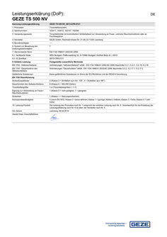 Declaration of performance (DoP): GEZE TS 500 NV door closer system