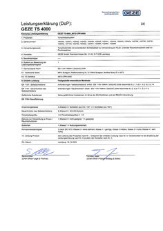 Declaration of performance GEZE TS 4000 Door closer system