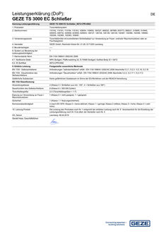 Declarația de performanță (DoP): Amortizor Sistem de amortizor GEZE TS 3000 EC