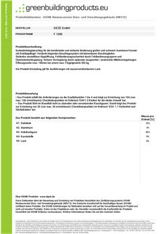 Produktdeklaration DGNB für Kurbel-Dreh-Kipp-Beschlag F 1200