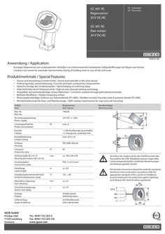 Data sheet GC 401 RS rain sensor 24 VDC/AC