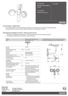 Data sheet GC 402 WVS wind Speed sensor