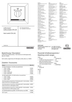 Lüftertaster/  Lüfterschalter LTA-LSA