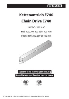 Chain mechanism E740 24 V DC / 230 V AC 100, 200, 300 or 400 mm stroke