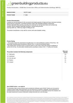 DGNB product declaration for F 1200 cranked turn-and-tilt fitting