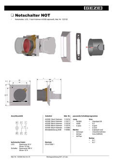 Notschalter LED 1-fach Rahmen AS 500