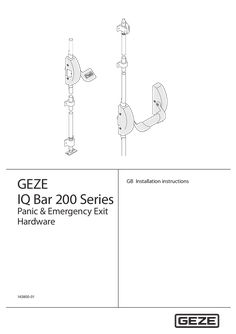 Installation instructions GEZE IQ Bar 200 series Panic & emergency exit Push-bar