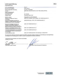 IQ locks declaration of performance - EN 1125 (DE)