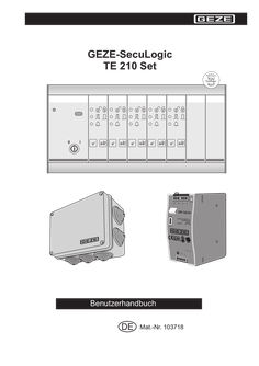 Benutzerhandbuch GEZE-SecuLogic  TE 210 Set