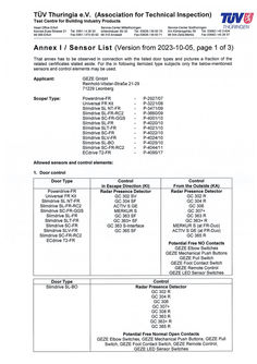TÜV type approval certificate DCU1-2M - Annex 1 sensor list (2023)