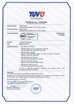 TÜV certificate P- 3470/09 Slimdrive SL NT