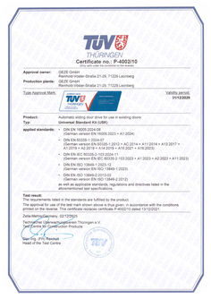TÜV certificate P 4002/10 Universal Standard Kit